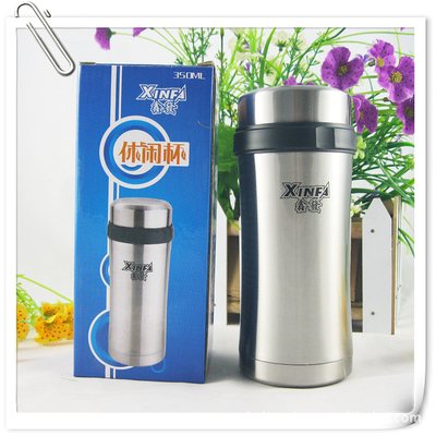 【直銷鑫發本色不銹鋼休閑廣告促銷保溫過濾茶水直身杯子印字 350ML】價格,廠家,圖片,保溫杯、保溫桶,溫州雪峰工藝禮品-
